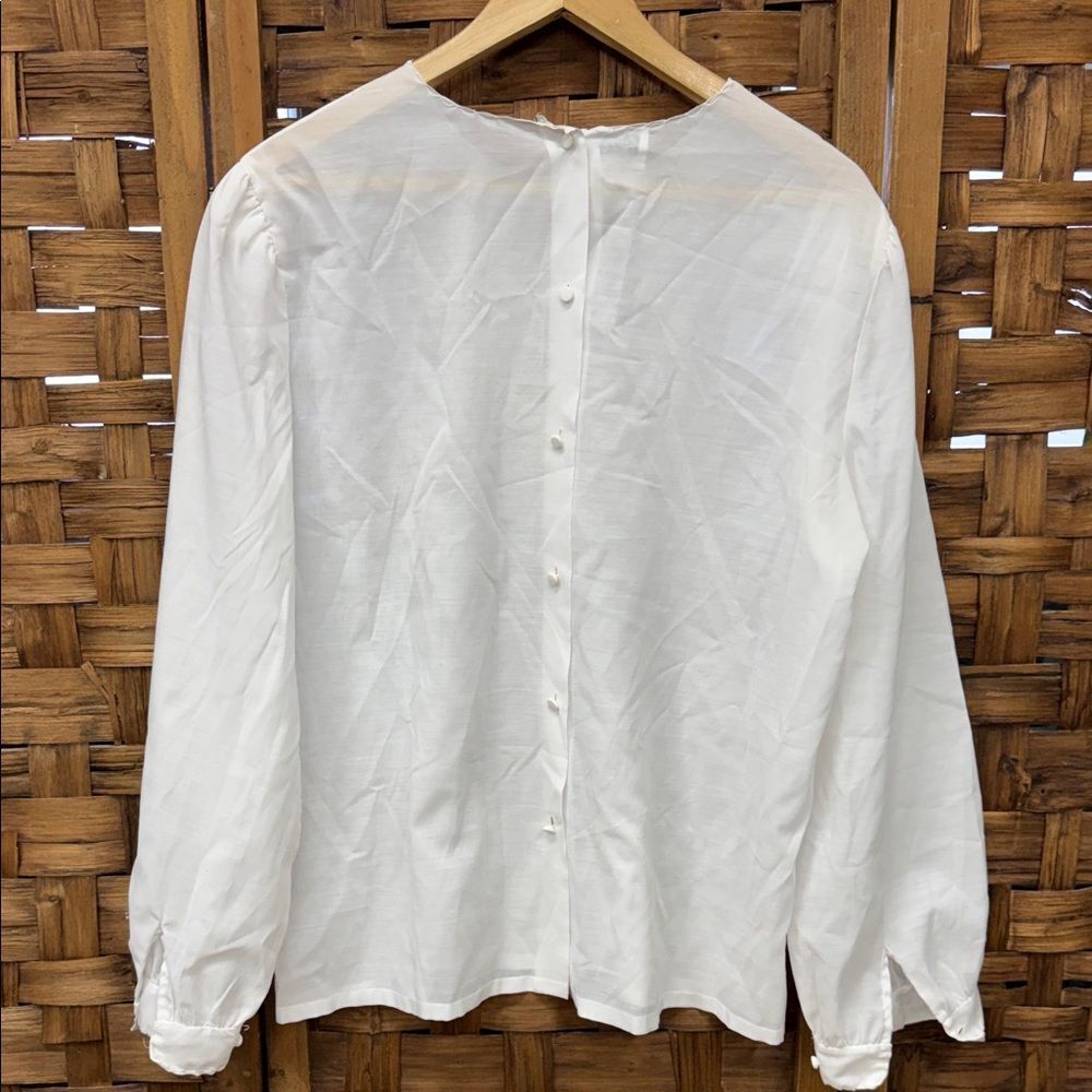 White Long Sleeve Blouse with Embroidery - Picture 5 of 5